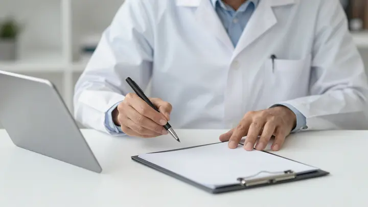 Healthcare quality lead reviewing clinical standards