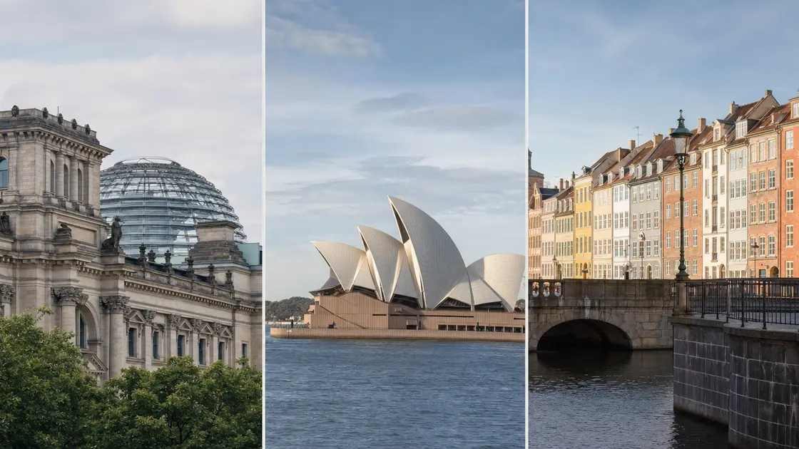 Berlin, Sydney and Copenhagen representing international Simple Online Healthcare markets